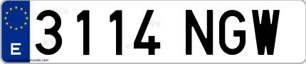 Ejemplo de matrícula española 3114 NGW