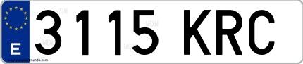 Ejemplo de matrícula de coche ordinaria 3115 KRC