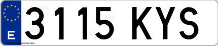 Ejemplo de matrícula de coche ordinaria 3115 KYS