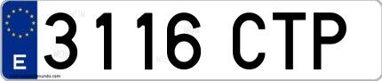 Ejemplo de matrícula española 3116 CTP
