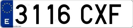 Ejemplo de matrícula española 3116 CXF
