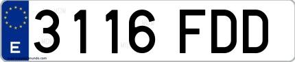 Ejemplo de matrícula española 3116 FDD