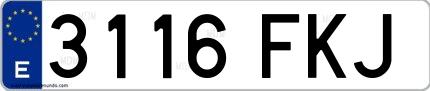 Ejemplo de matrícula española 3116 FKJ