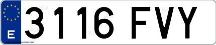 Ejemplo de matrícula española 3116 FVY