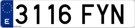 Ejemplo de matrícula española 3116 FYN