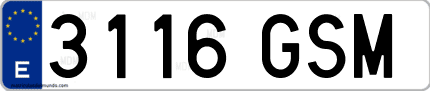 Ejemplo de matrícula de coche ordinaria 3116 GSM