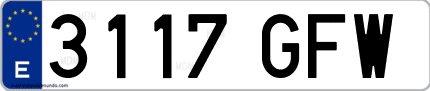 Ejemplo de matrícula de coche ordinaria 3117 GFW