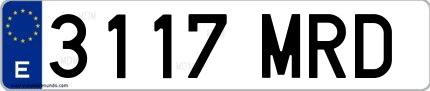 Ejemplo de matrícula española 3117 MRD
