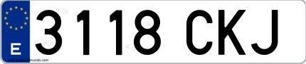 Ejemplo de matrícula española 3118 CKJ