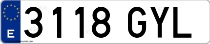 Ejemplo de matrícula de coche ordinaria 3118 GYL