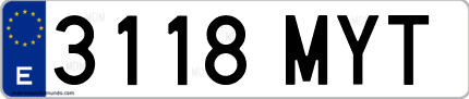 Ejemplo de matrícula de coche ordinaria 3118 MYT