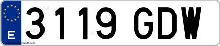 Ejemplo de matrícula española 3119 GDW