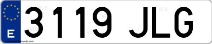 Ejemplo de matrícula de coche ordinaria 3119 JLG