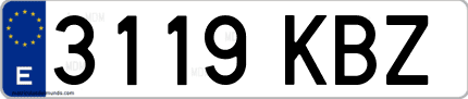 Ejemplo de matrícula de coche ordinaria 3119 KBZ