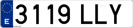 Ejemplo de matrícula de coche ordinaria 3119 LLY