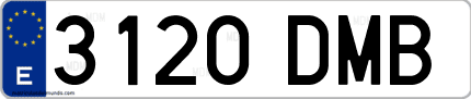 Ejemplo de matrícula de coche ordinaria 3120 DMB