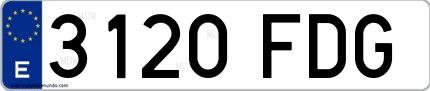Ejemplo de matrícula española 3120 FDG