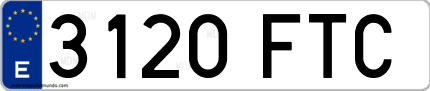 Ejemplo de matrícula de coche ordinaria 3120 FTC