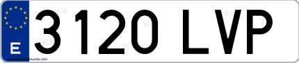 Ejemplo de matrícula de coche ordinaria 3120 LVP