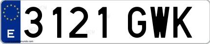 Ejemplo de matrícula española 3121 GWK