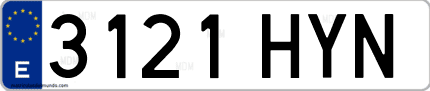 Ejemplo de matrícula de coche ordinaria 3121 HYN