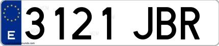 Ejemplo de matrícula española 3121 JBR