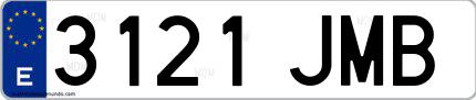 Ejemplo de matrícula española 3121 JMB