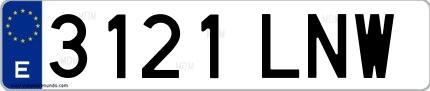 Ejemplo de matrícula española 3121 LNW