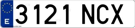 Ejemplo de matrícula española 3121 NCX
