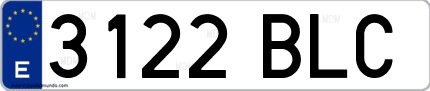Ejemplo de matrícula de coche ordinaria 3122 BLC