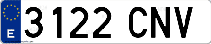 Ejemplo de matrícula de coche ordinaria 3122 CNV