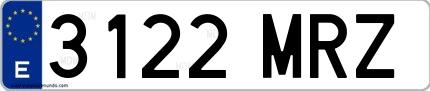 Ejemplo de matrícula española 3122 MRZ