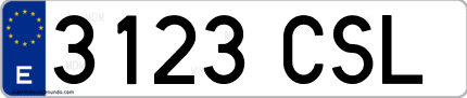 Ejemplo de matrícula de coche ordinaria 3123 CSL