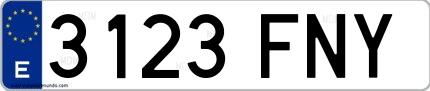 Ejemplo de matrícula española 3123 FNY