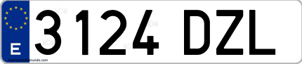 Ejemplo de matrícula de coche ordinaria 3124 DZL