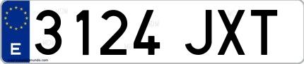Ejemplo de matrícula española 3124 JXT
