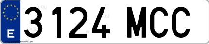 Ejemplo de matrícula española 3124 MCC