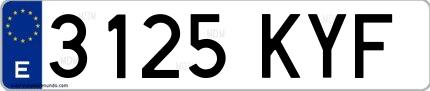 Ejemplo de matrícula de coche ordinaria 3125 KYF
