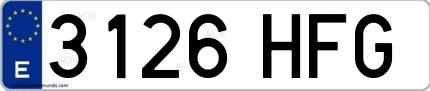 Ejemplo de matrícula española 3126 HFG