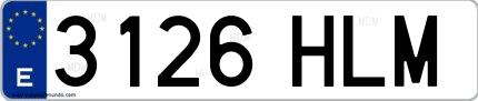 Ejemplo de matrícula española 3126 HLM