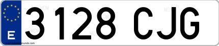 Ejemplo de matrícula española 3128 CJG