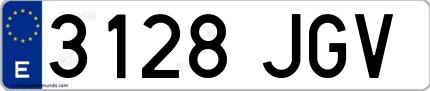 Ejemplo de matrícula española 3128 JGV
