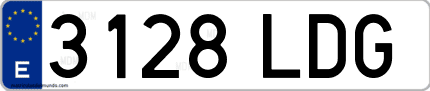 Ejemplo de matrícula de coche ordinaria 3128 LDG