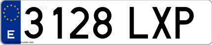 Ejemplo de matrícula de coche ordinaria 3128 LXP