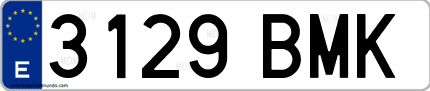 Ejemplo de matrícula de coche ordinaria 3129 BMK