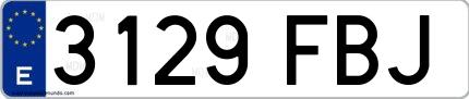 Ejemplo de matrícula española 3129 FBJ