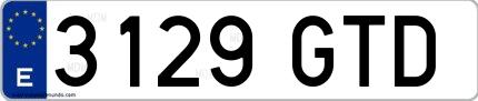 Ejemplo de matrícula española 3129 GTD