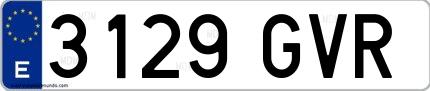 Ejemplo de matrícula española 3129 GVR