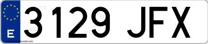 Ejemplo de matrícula de coche ordinaria 3129 JFX