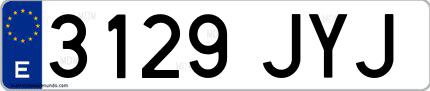 Ejemplo de matrícula española 3129 JYJ